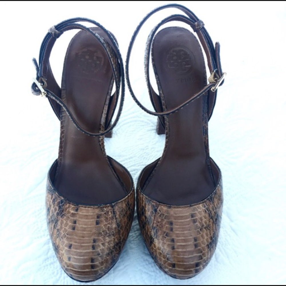 Tory Burch snakeskin platform heels
